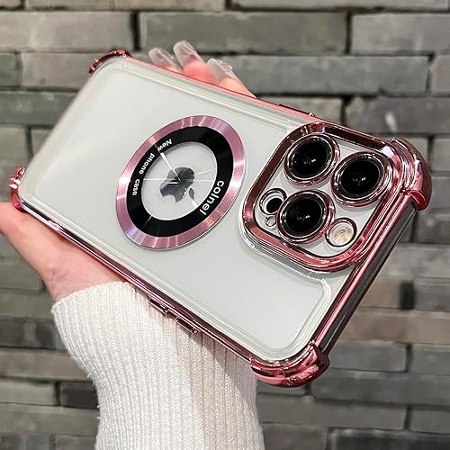 Miniatura 6 de LOOBIVAL Funda magnética para iPhone 14 Pro Max compatible con MagSafe, protección de grado militar Logo View Funda delgada transparente galvanizada