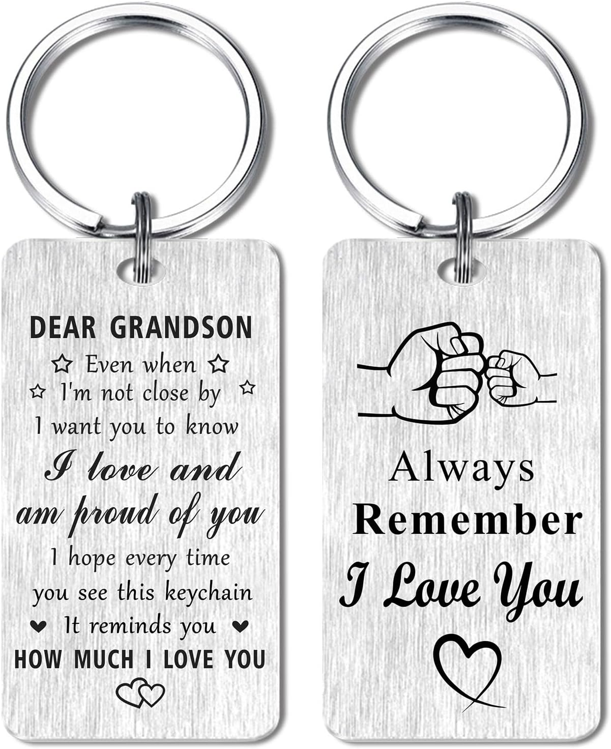 Jzxwan I Love You Grandson Keychain Gifts, Proud of Grandson Birthday Valentines Day Keychain Present, Unique Key Chain Present from Grandpa Grandma