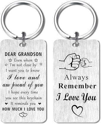 Jzxwan I Love You Grandson Gifts, Proud of Adult Grandson Birthday Keychain