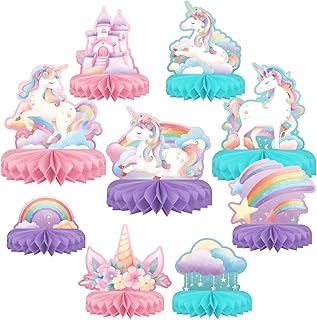 Unicorn Birthday Party Supplies Set - Rainbow Table Decorations with Hon...