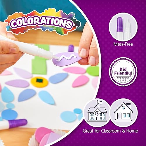 Miniatura 6 de Colorations Tacky - Bolígrafos de pegamento para el aula, suministros para proyectos de arte y manualidades (paquete de 24), secado rápido,