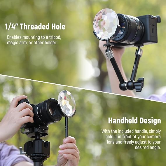 NEEWER 77mm Handheld Kaleidoscope Prism Lens Filter, Glass Prism Camera Lens Effect Filter, Detachable Handles, Multi Refraction, Variable Number of Photographic Subjects, DSLR Photography Accessory