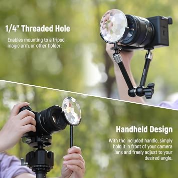 NEEWER 77mm Handheld Kaleidoscope Prism Lens Filter, Glass Prism Camera Lens Effect Filter, Detachable Handles, Multi Refraction, Variable Number of Photographic Subjects, DSLR Photography Accessory