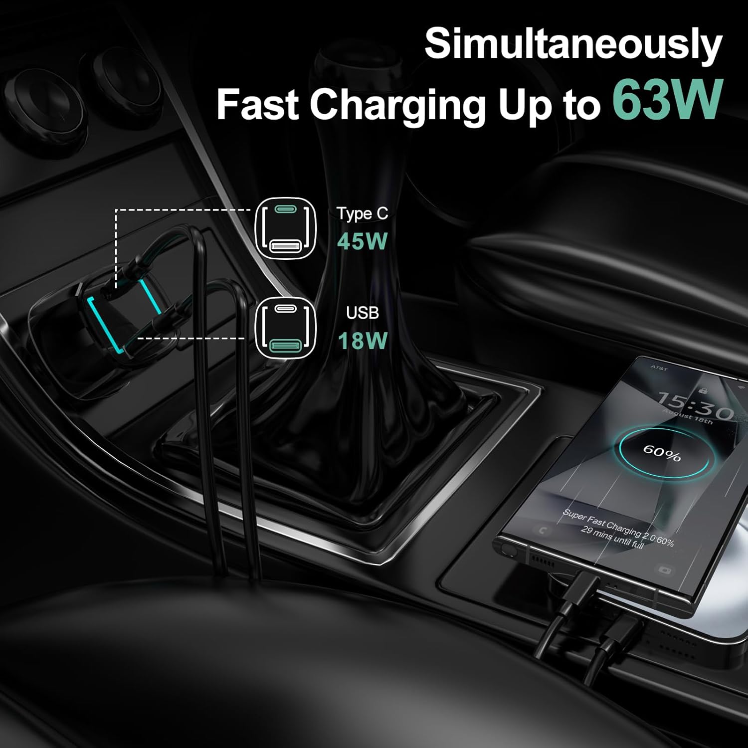 45W Super Fast USB C Car Charger and Wall Charger Block for Samsung S25 Ultra/Plus/S24/S23/S22/S21/Note 20/W25, iPhone 17 Pro Max, Galaxy Tab S10+/S9 PPS Type C Fast Charging with 2 Pack 6.6ft Cable - Image 3