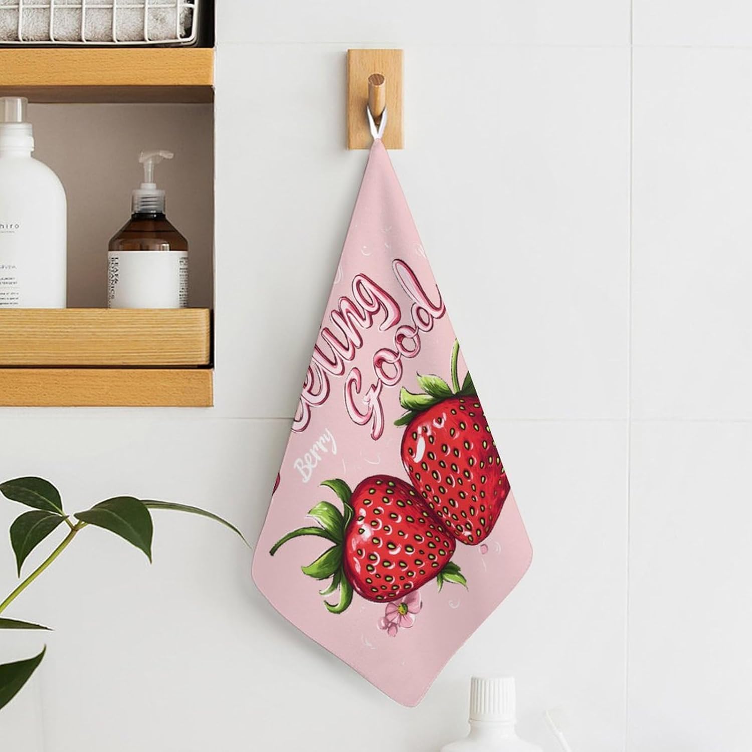 Strawberry Feeling Berry Good Fruit Towel Hand Towels Decorative Towel for Bathroom Kitchen Shower Gym 4PCS