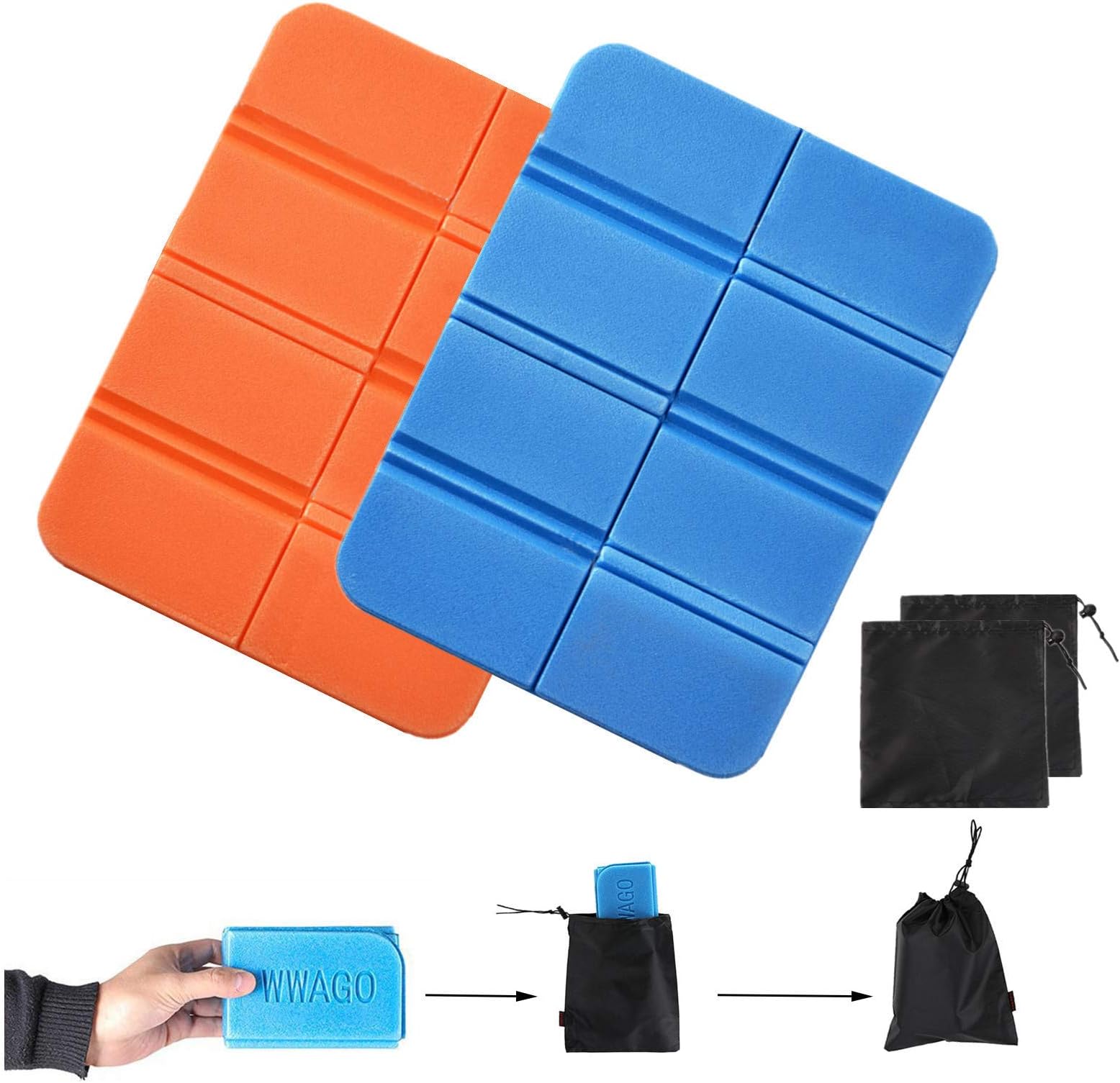 2PCS Folding Foam Sit Mat Thermally Insulated Folding Seat Pad Moisture-Proof Folding Seat Mat XPE Portable Waterproof Mat for Outdoor Camping Park Picnic Hiking Playground