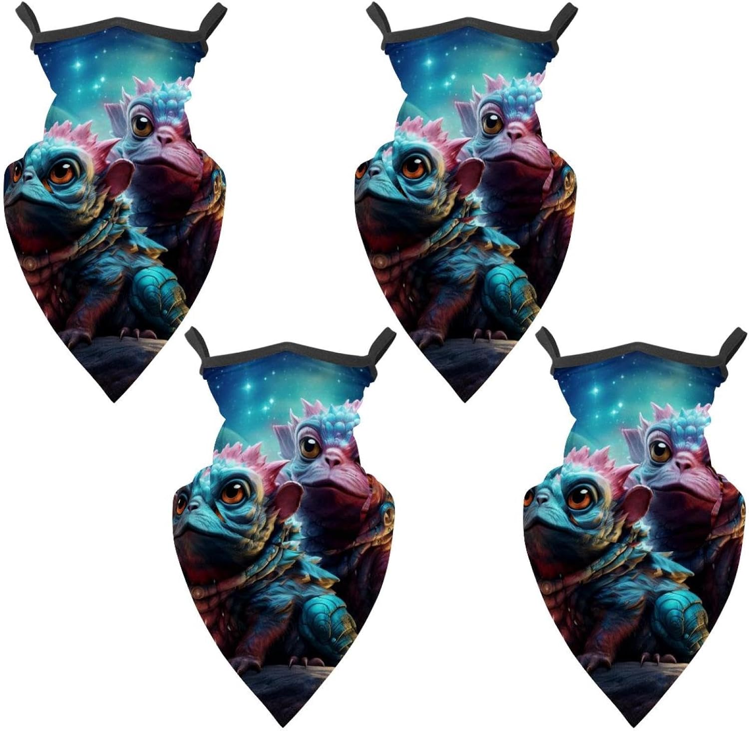 4 Pack Starry Animal Neck Gaiter Face Cover Scarf, Breathable Sun & Wind-proof for Skiing Fishing Hiking Cycling