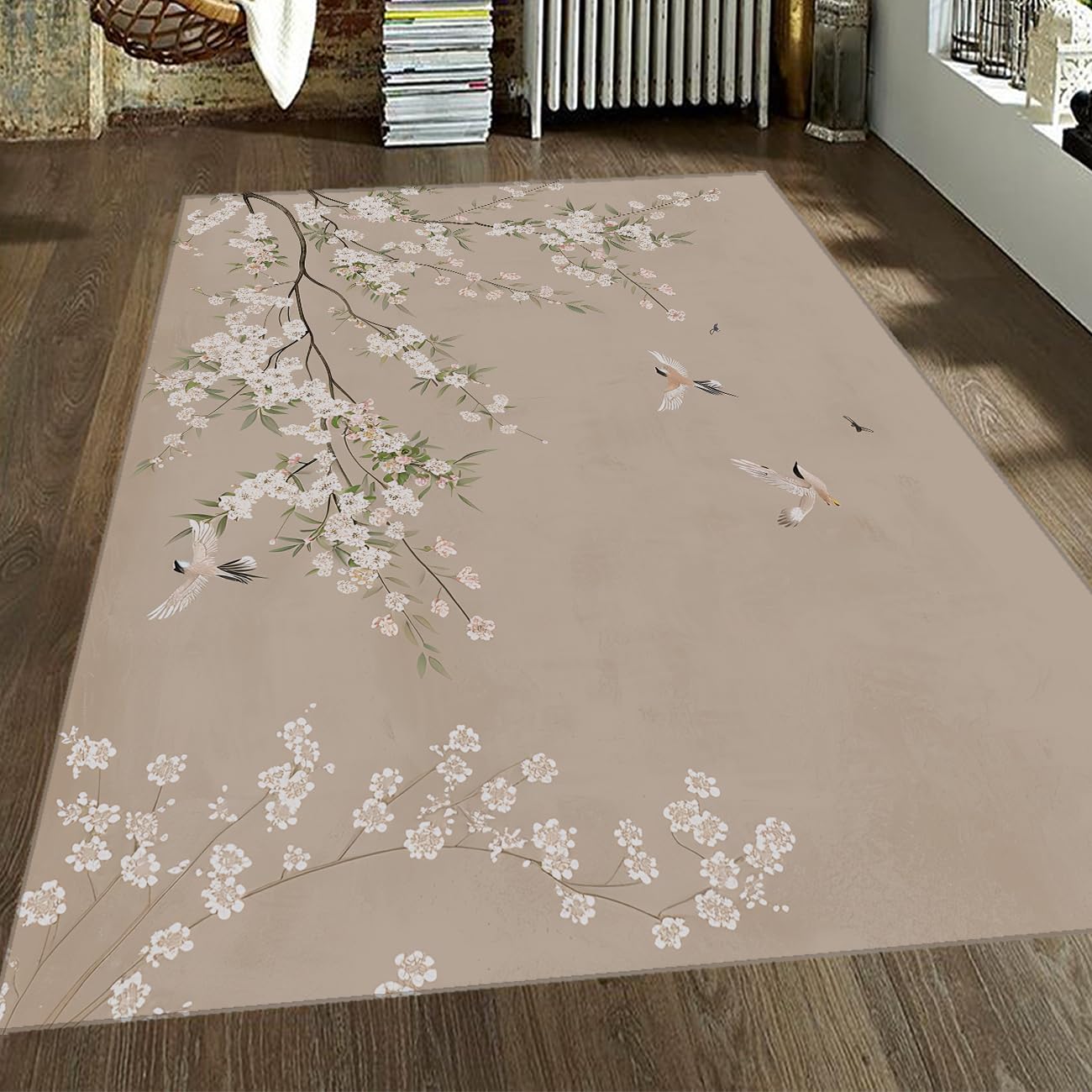 Tapis 120x150cm lavable grand format à poils ras pour salon