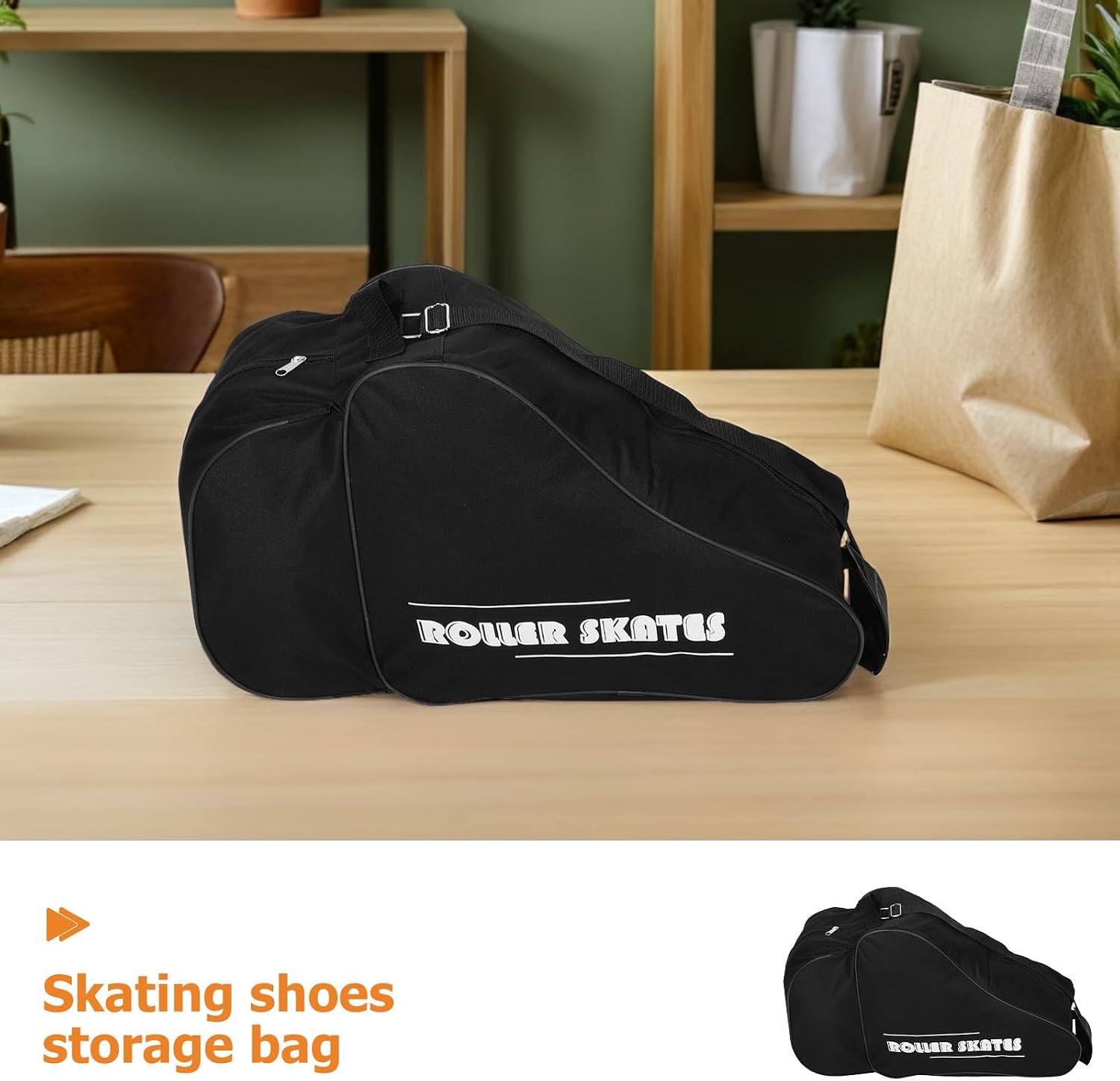 2pcs Ice Skate Roller Skates Bag Oxford Cloth Storage Organizer with Shoulder Strap Thickened Carry Bag for Adult and Inline Quad