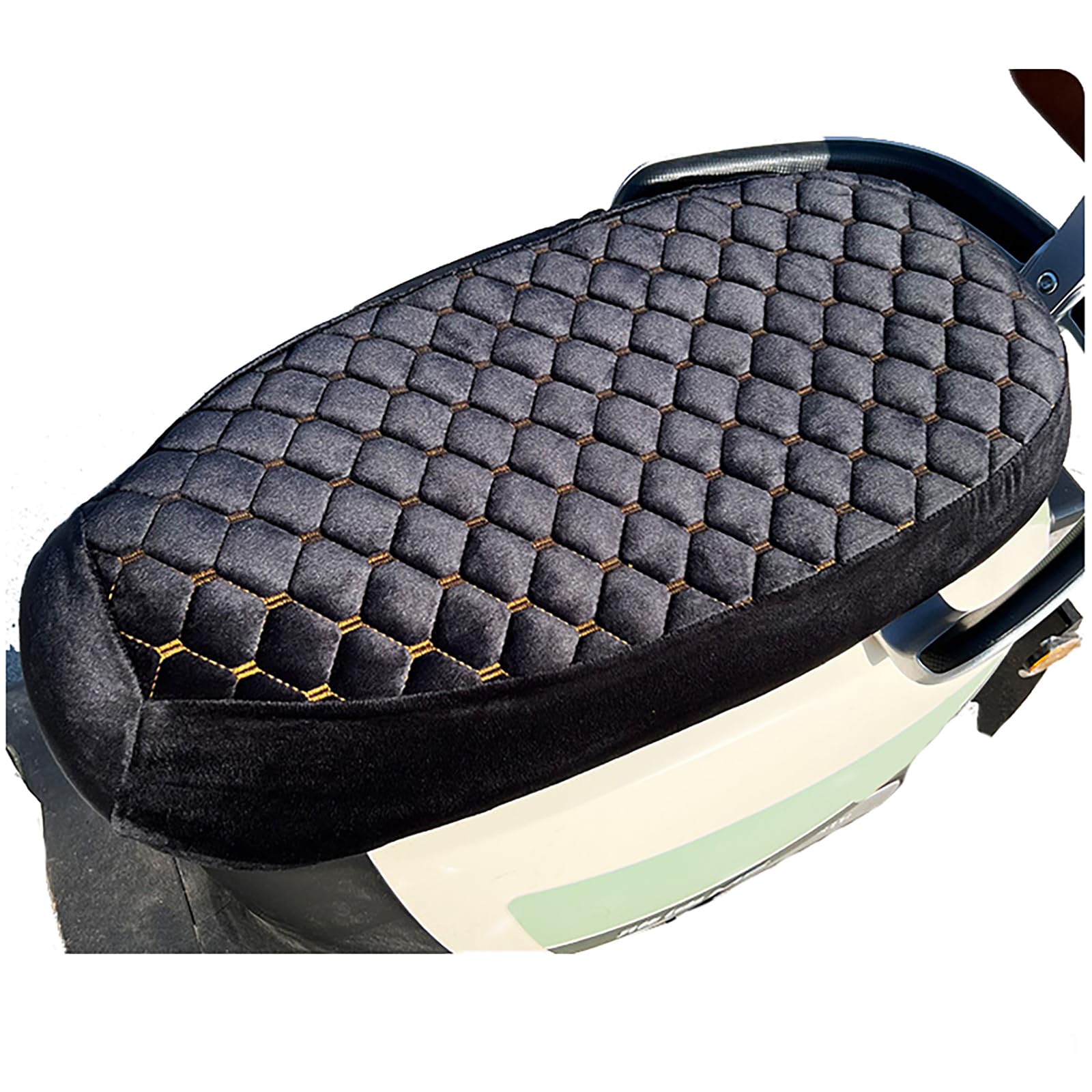 Mswborml Velvet Moped Seat Cover with Elastic, Anti-Slip Motorbike Seat Cover, Dustproof Motorcycle Seat Cover for Sun, Breathable Motorcycle Scooter Moped Seats Covers Machine Washable,Black,XL1