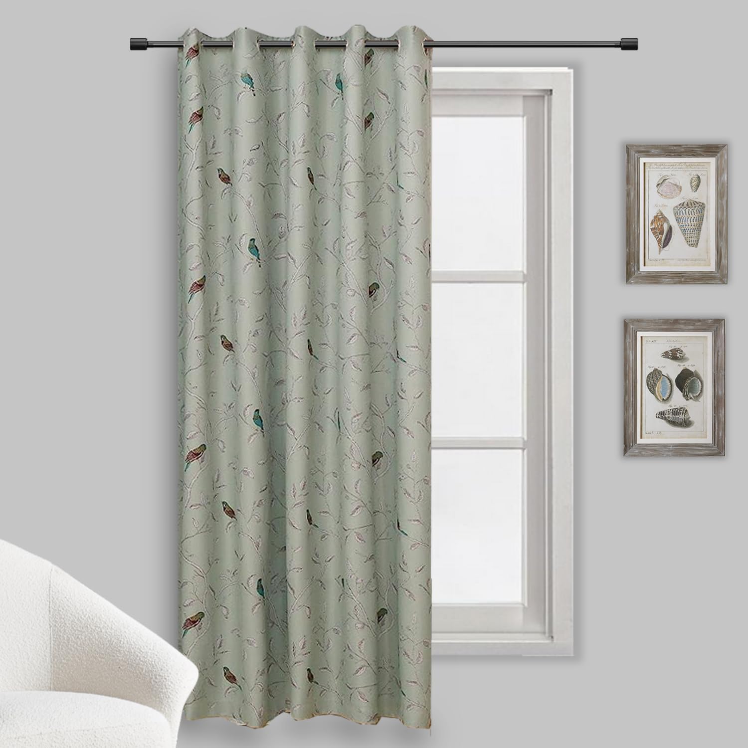 Country Birds Curtain Blackout Curtain Fabric Bedroom Windows and Curtains Room Darkening Thermal Insulated Solid Grommets Curtains/Drapes，1 Panel W54 x L63 inch