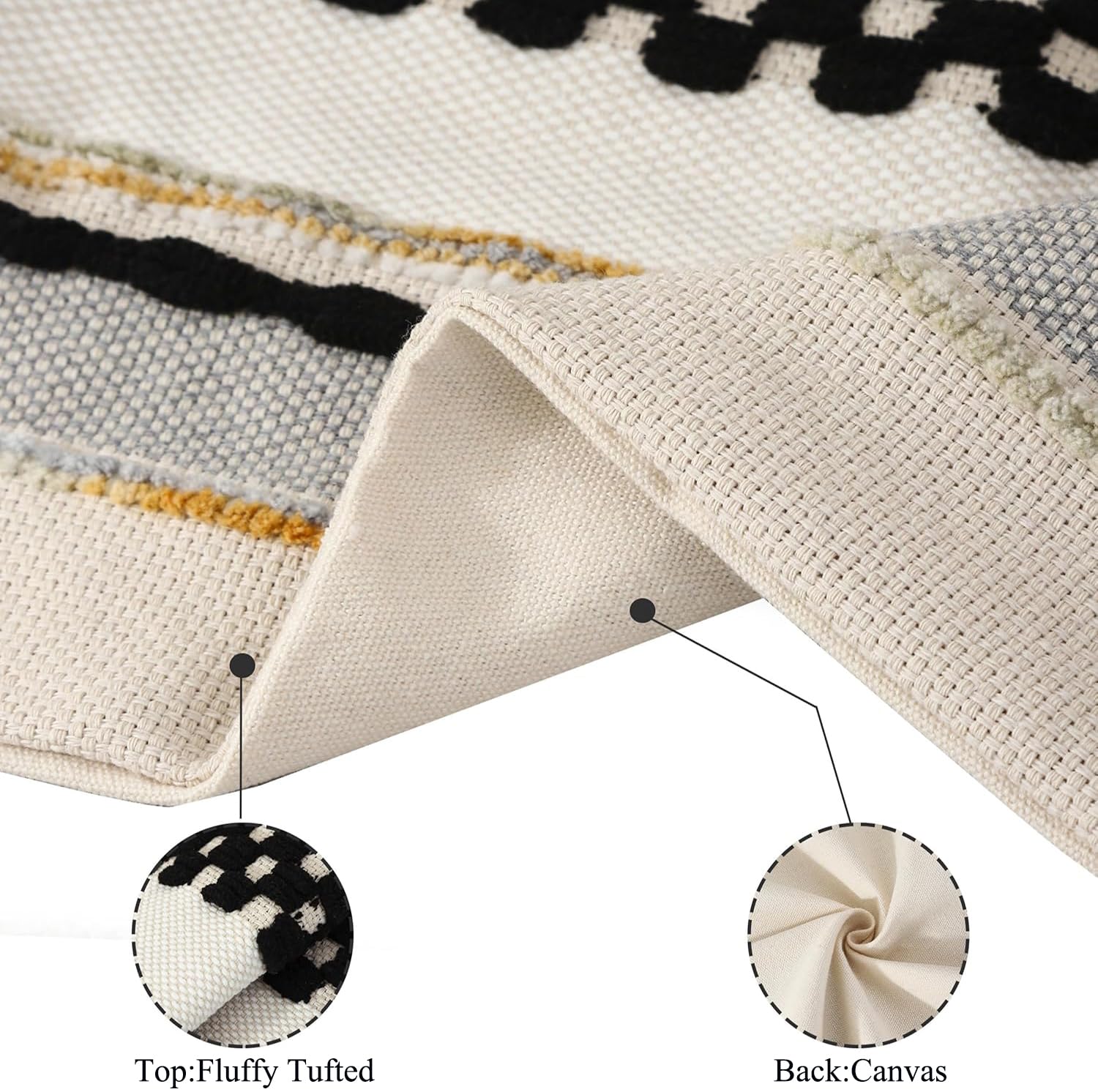 Tosleo Boho Throw Pillow Covers 18x18 Set of 2 Striped Decorative Pillow Cases Accent Chenille Pillowcases Farmhouse Cushion Case Bohemian Nuetral Textured Pillow Cover,Black and Beige