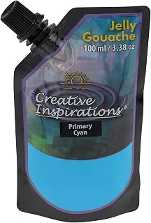 Creative Inspirations Jelly Gouache - Primary Cyan 100 mL - Unique & Vibrant Jelly Gouache Paint for Artists, Beginners, Painting Parties and More