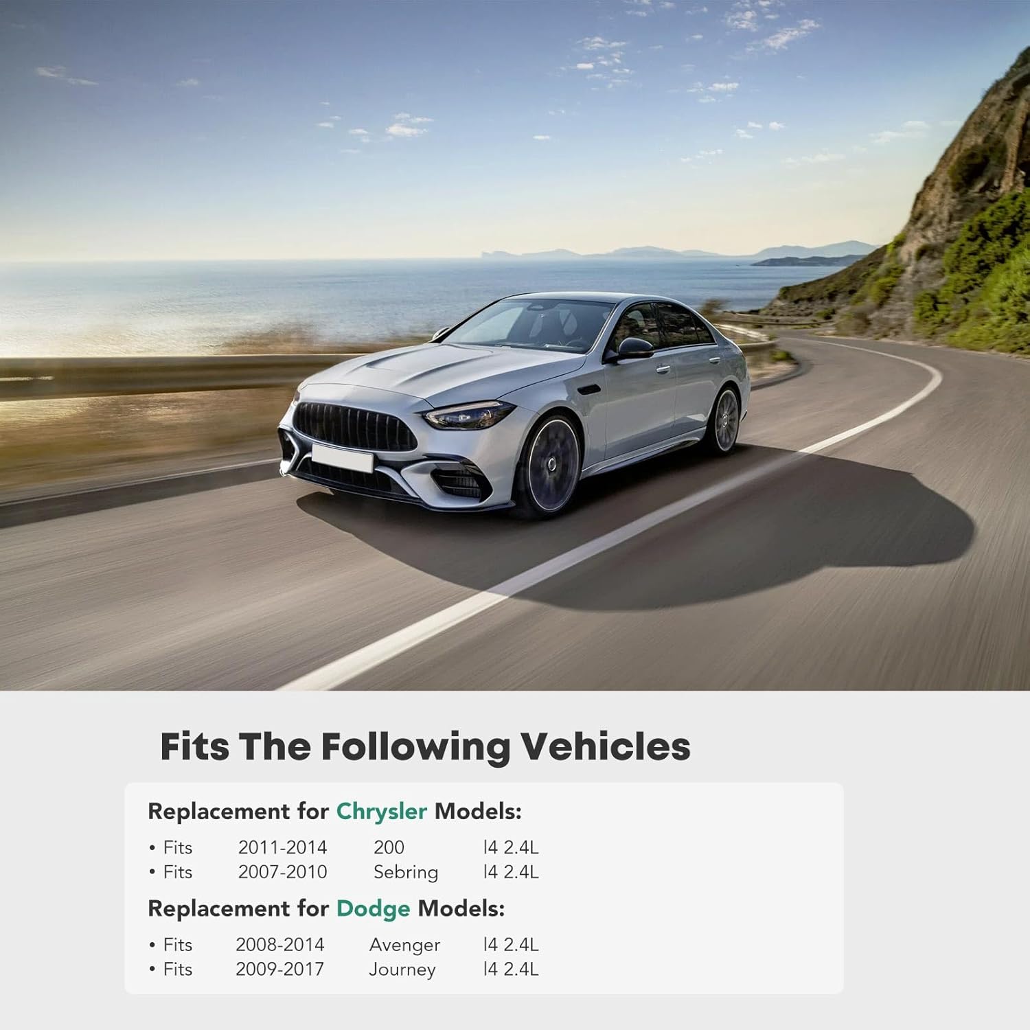 YHTAUTO Power Steering Pump with Pulley for Chrysler Sebring 2007-2010 & Dodge Journey 2009-2017, Avenger 2008-2014 (fits 2.4L only)