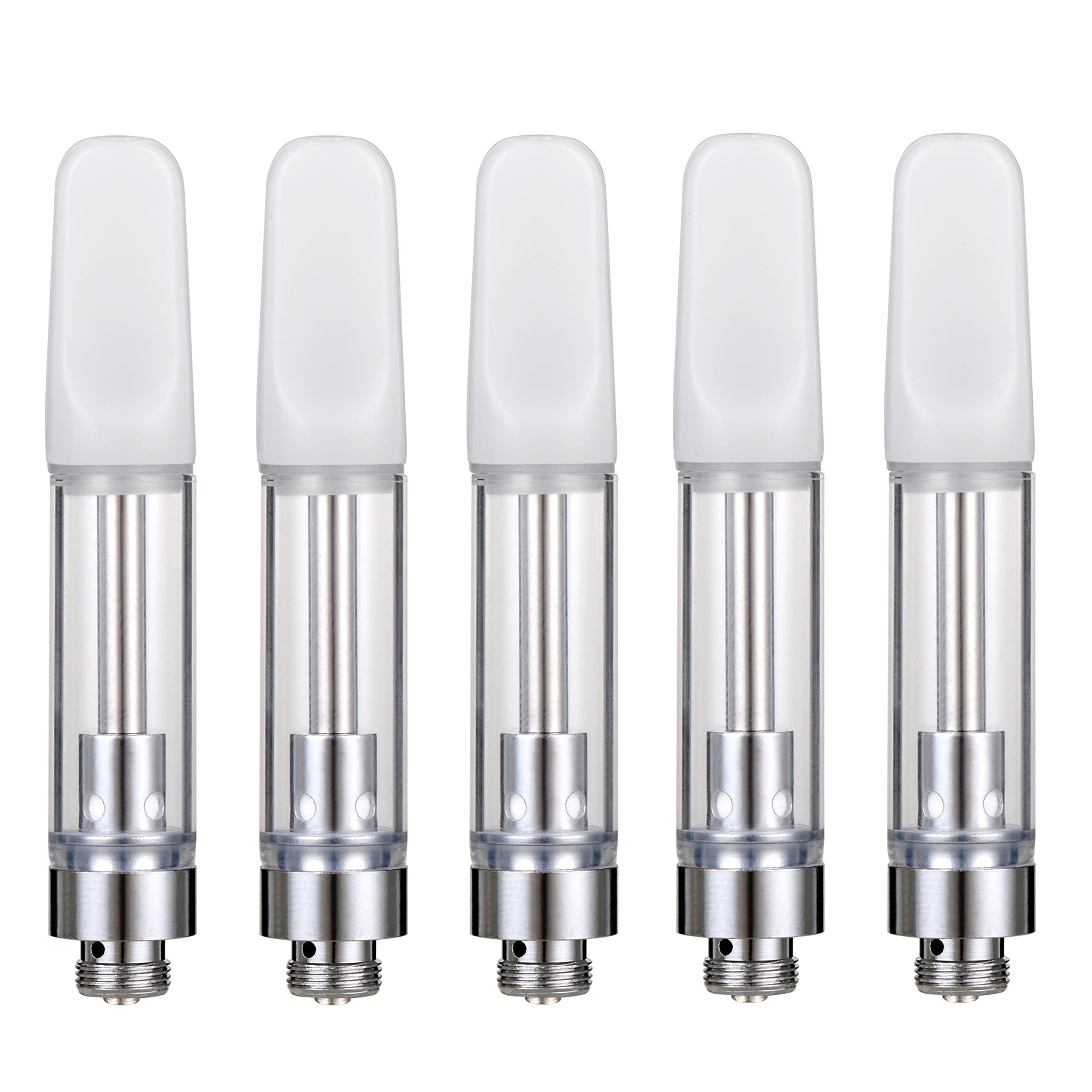 WOLFTEETH 1ML CBD Atomizer Ceramic Core | 510 Thread Vape Cartridge Disposable for CBD and Thick Oil Vape Pen | PP Tube Package | Liquid Free Nicotine Free 1247 (1.0ML, 5 X Ceramic Drip Tip White)