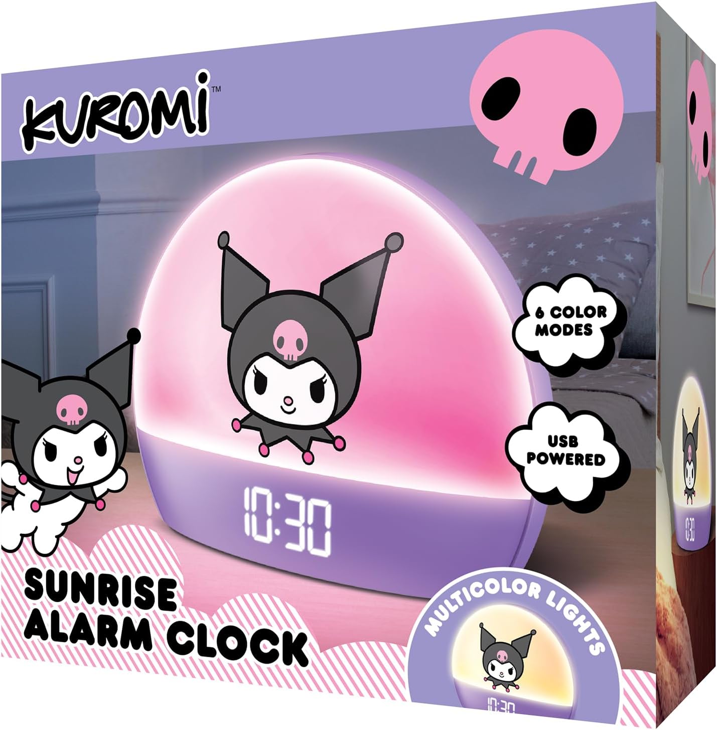 Hello Kitty Sunrise Alarm Clock - Multicolor Lights, USB Charging, LED Display, and Snooze Function