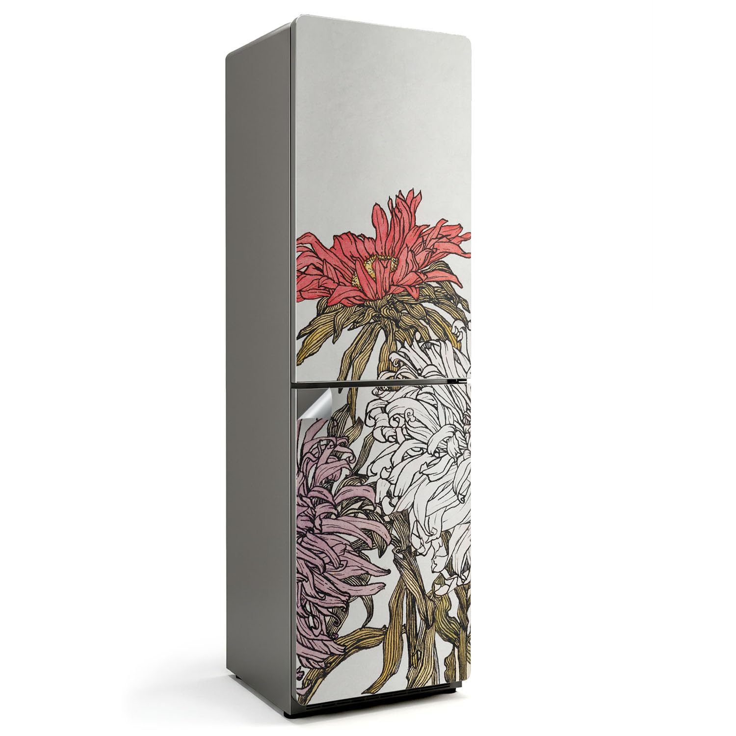 Sticker pour Réfrigérateur Masquer les Rayures Protection Grand Format Motif Floral