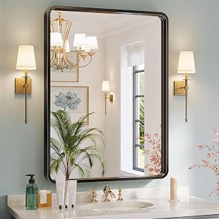 Brightify Black Bathroom Mirror for Wall, 24x36 Inch Rectangular Black Metal Framed Mirror, Modern Wall Mounted Vanity Mirror for Bathroom, Vertical or Horizontal
