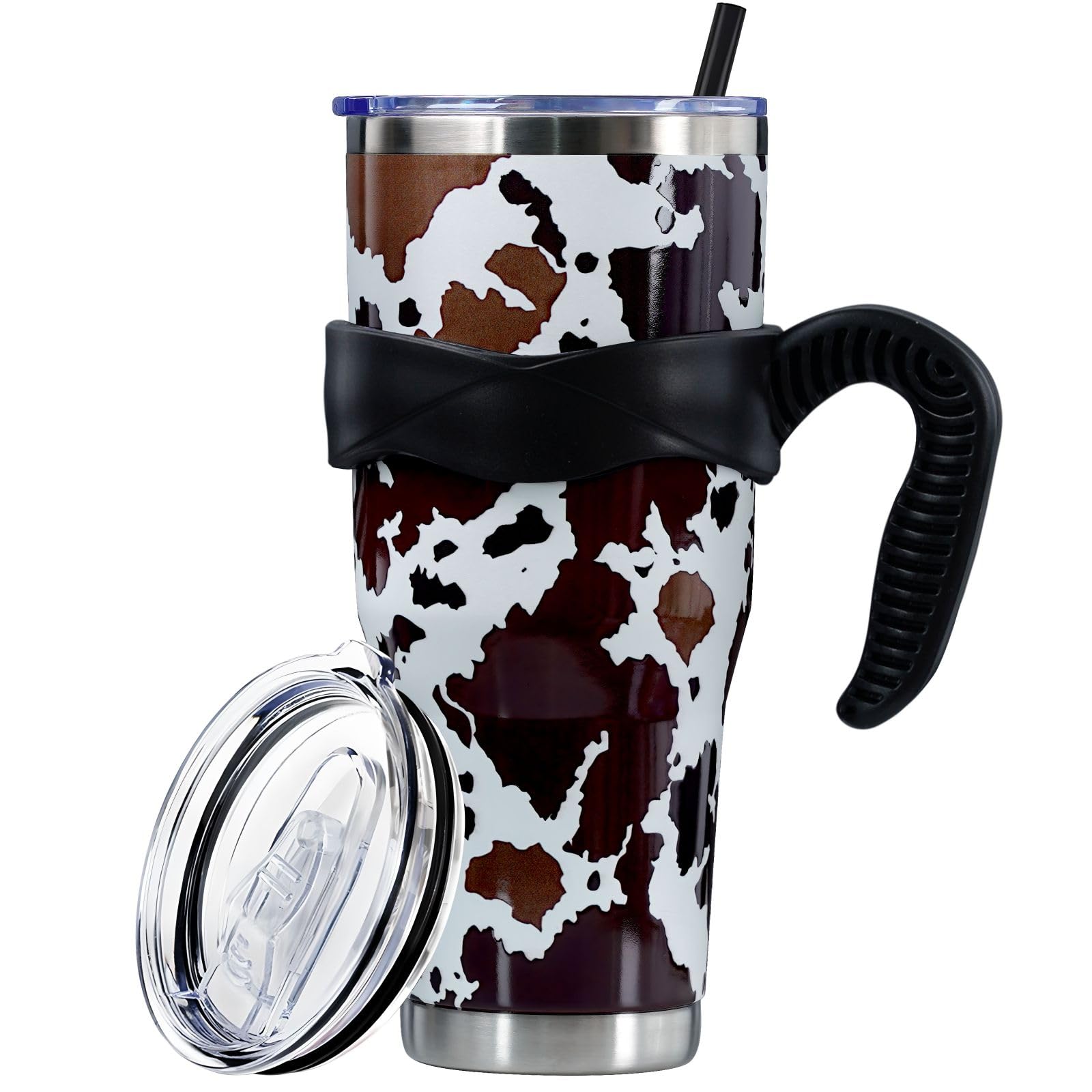 Sunmdecor 40 Oz Tumbler with Handle and Silicone Straws,Coffee Insulated Tumbler with Handle,40 Oz Water Bottles,Travel Mug with Handle