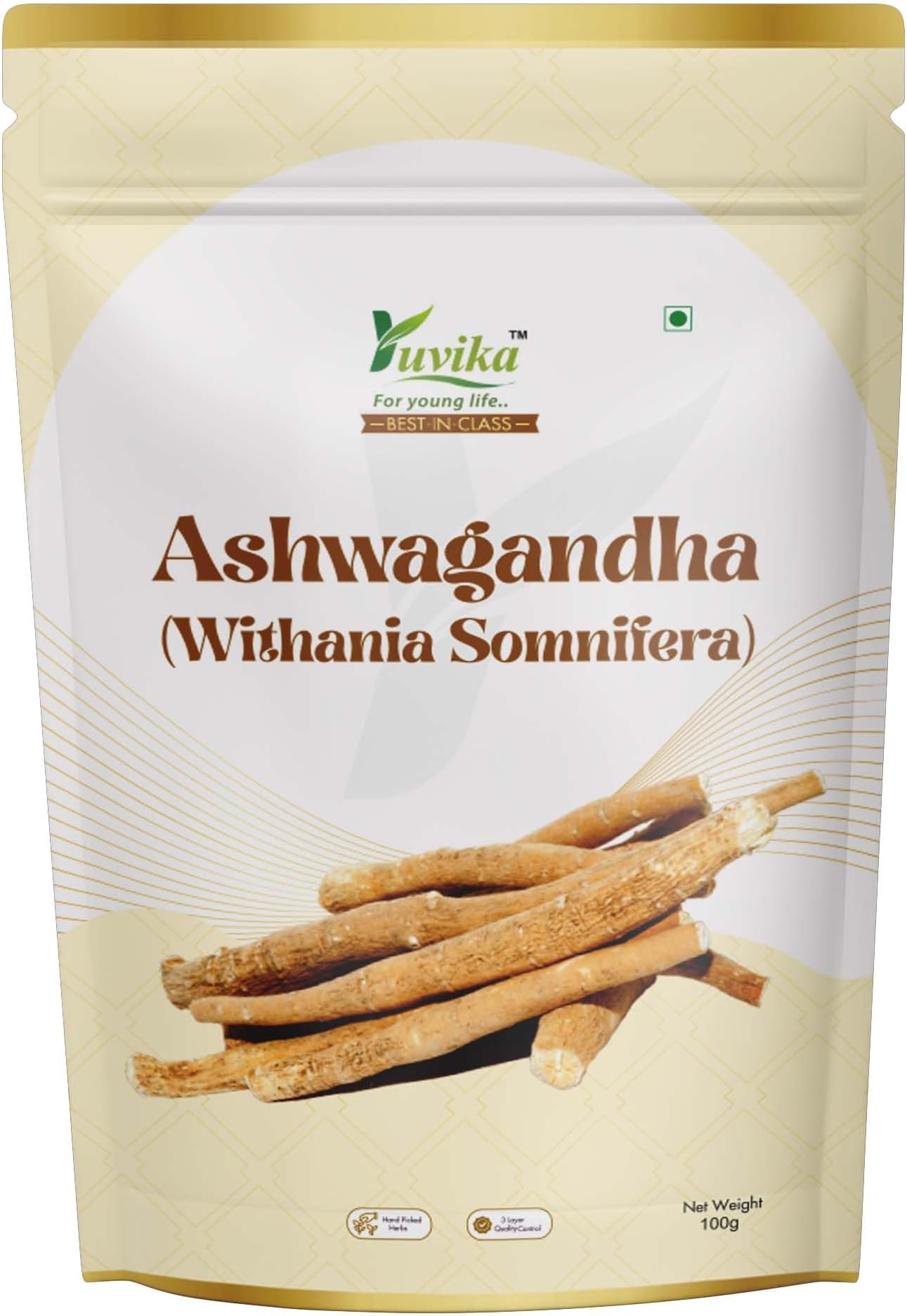 Yuvika Ashwagandha Root - Asgandh - Withania Somnifera 100 Grams