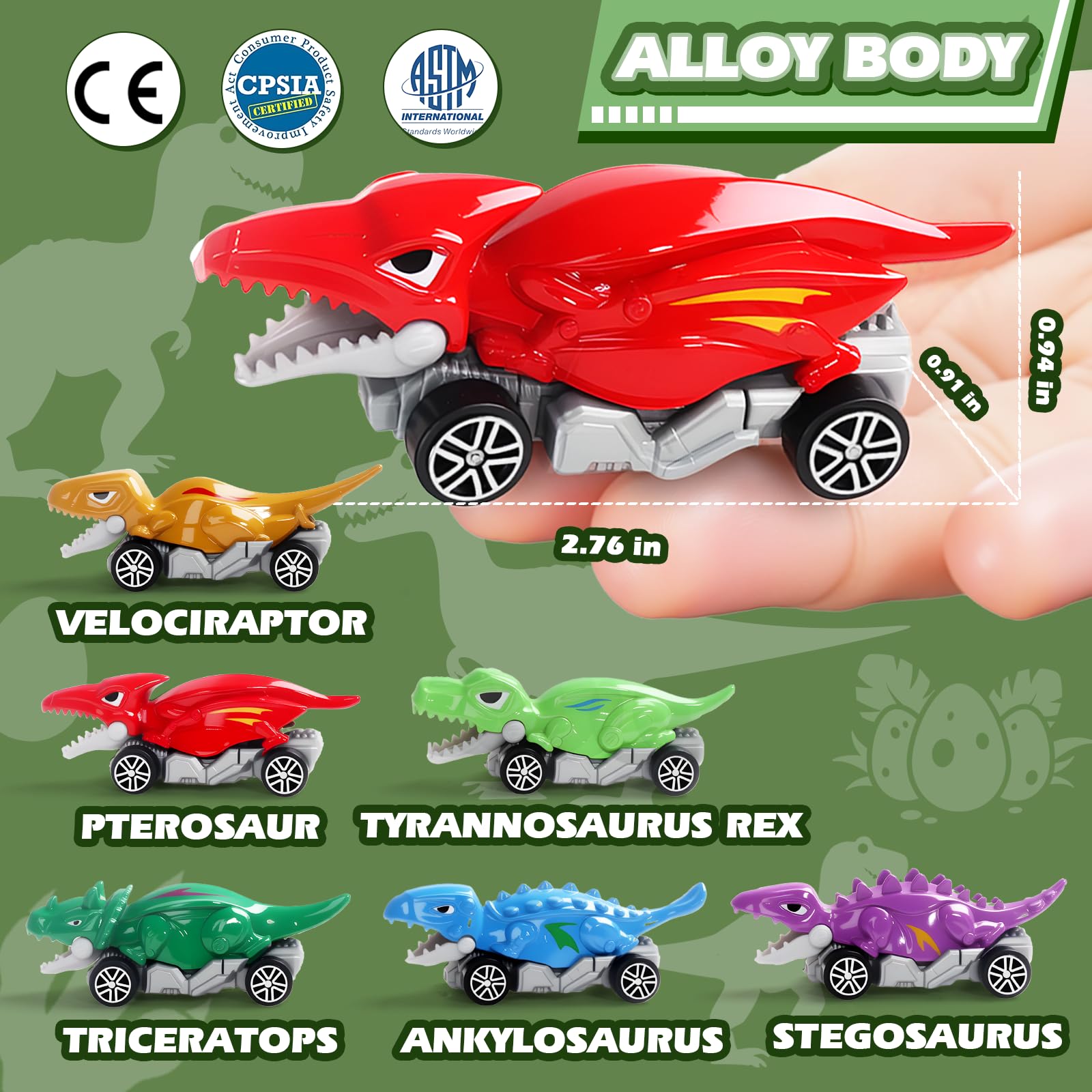 Dinosaur Cars Toys for Boys - 6 Pack! -6 Dinosaur Cars Toys for Boys - 6 Pack! -6