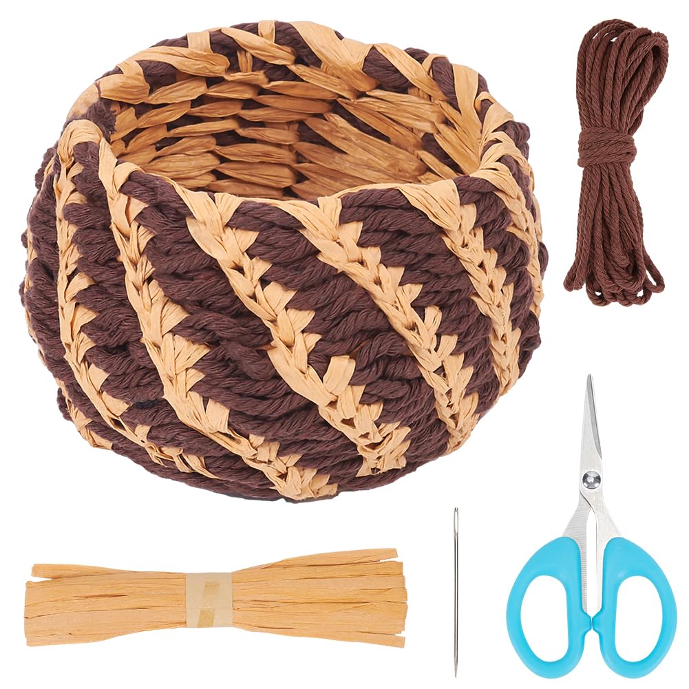 Kit de cestas enrolladas de FREEBLOSS para hacer tú mismo, kits de tejido de cestas, kits de artesanía de cestas para principiantes, kit para hacer cestas enrolladas de cuerda, artesanía de tejido de cestas para adultos
