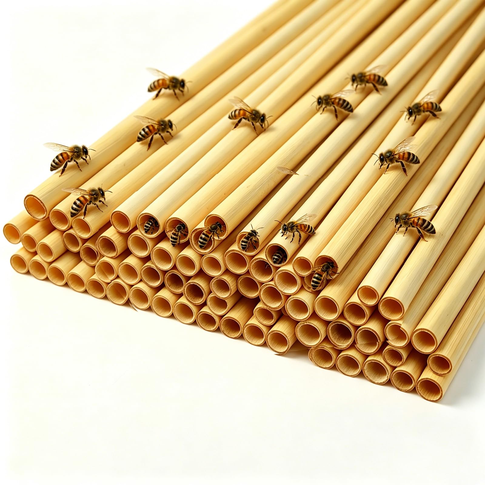 Pack of 100 Bamboo Cane Insect Hotel Nesting Sleeves for Wild Bees Tubes for 20 cm Nesting Tubes for Wild Bees, Wild Bee Hotel Tubes Diameter 8 mm Bamboo Tube Insect Hotel Filling Material (200, Reeds