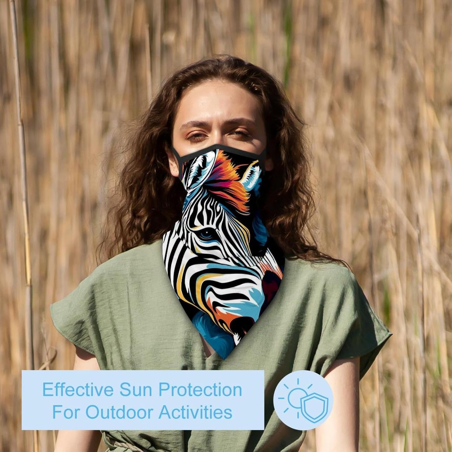 4 Pieces Cooling Neck Gaiter Face Cover for Sun Protection Zebra Face Mask Reflective for Men Women Fishing Cycling Hiking
