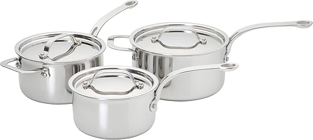 ProWare Stainless Steel Tri-Ply Cookware Set of 3 (16, 18, 20cm Saucepans)
