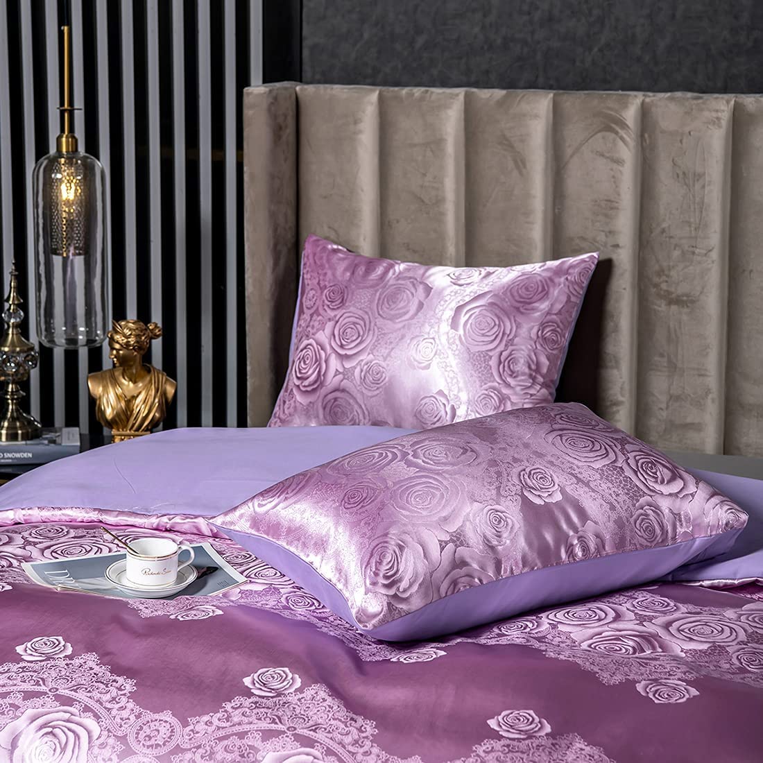 Amazon｜高級花柄ジャカードサテン布団カバーセット 3 ピース