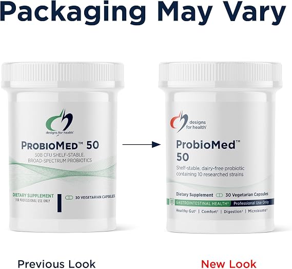 Designs for Health ProbioMed 50 - Probiotics for Digestive Health - 10 Strains with Lactobacillus acidophilus Probiotic + Lactobacillus rhamnosus - Gut Health + Immune Support Supplement (30 Caps)