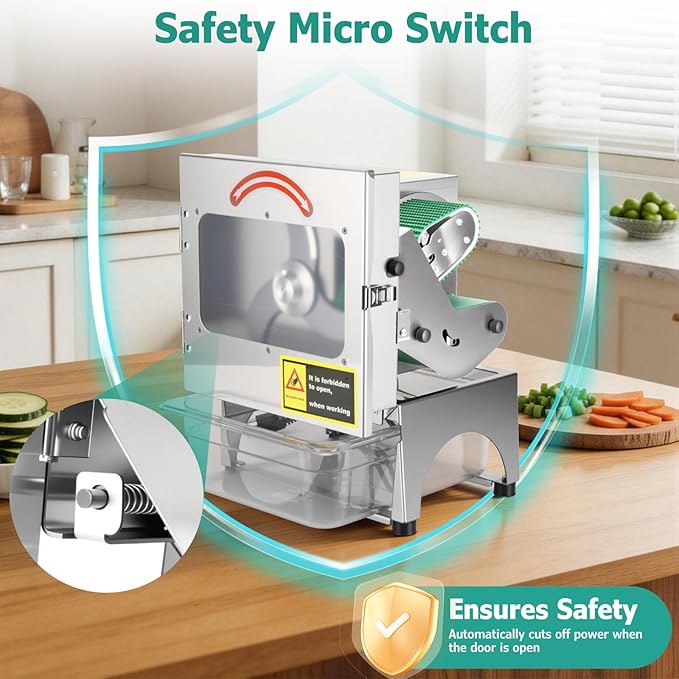 Cortadora Eléctrica de Verduras Comercial 200W 440LB/H Acero Inoxidable miniatura 5