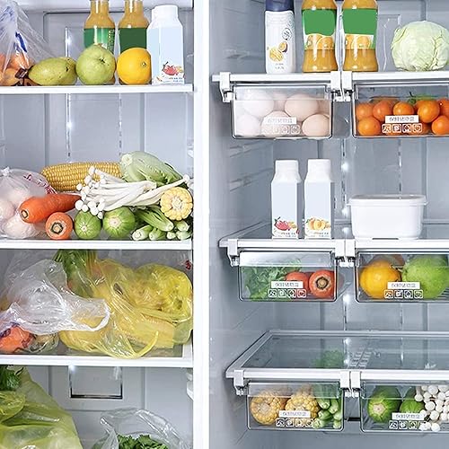 Miniatura 4 de Organizador de cajones para nevera, contenedores organizadores de refrigerador transparentes, contenedores de almacenamiento extraíbles para estante