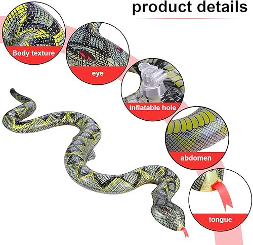 Miniatura 3 de FUTUREPLUSX Serpiente inflable falsa, 3 piezas inflables de serpiente de piscina, animales para decoración de fiesta de reptiles en la selva