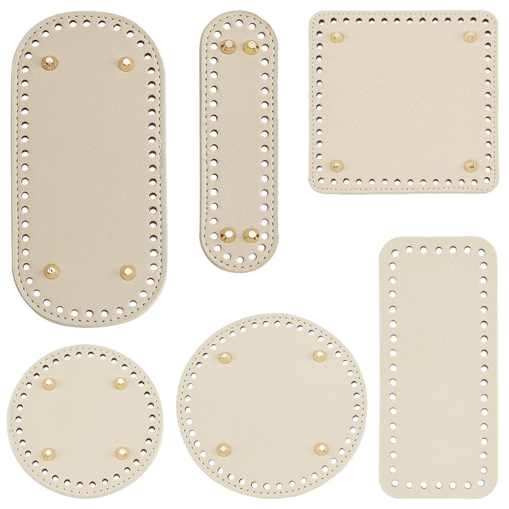 Fondi Per Borsa All'Uncinetto In Pelle PU - 6 Pezzi Forme Rettangolari, Ovali E Tonde - Foto 3