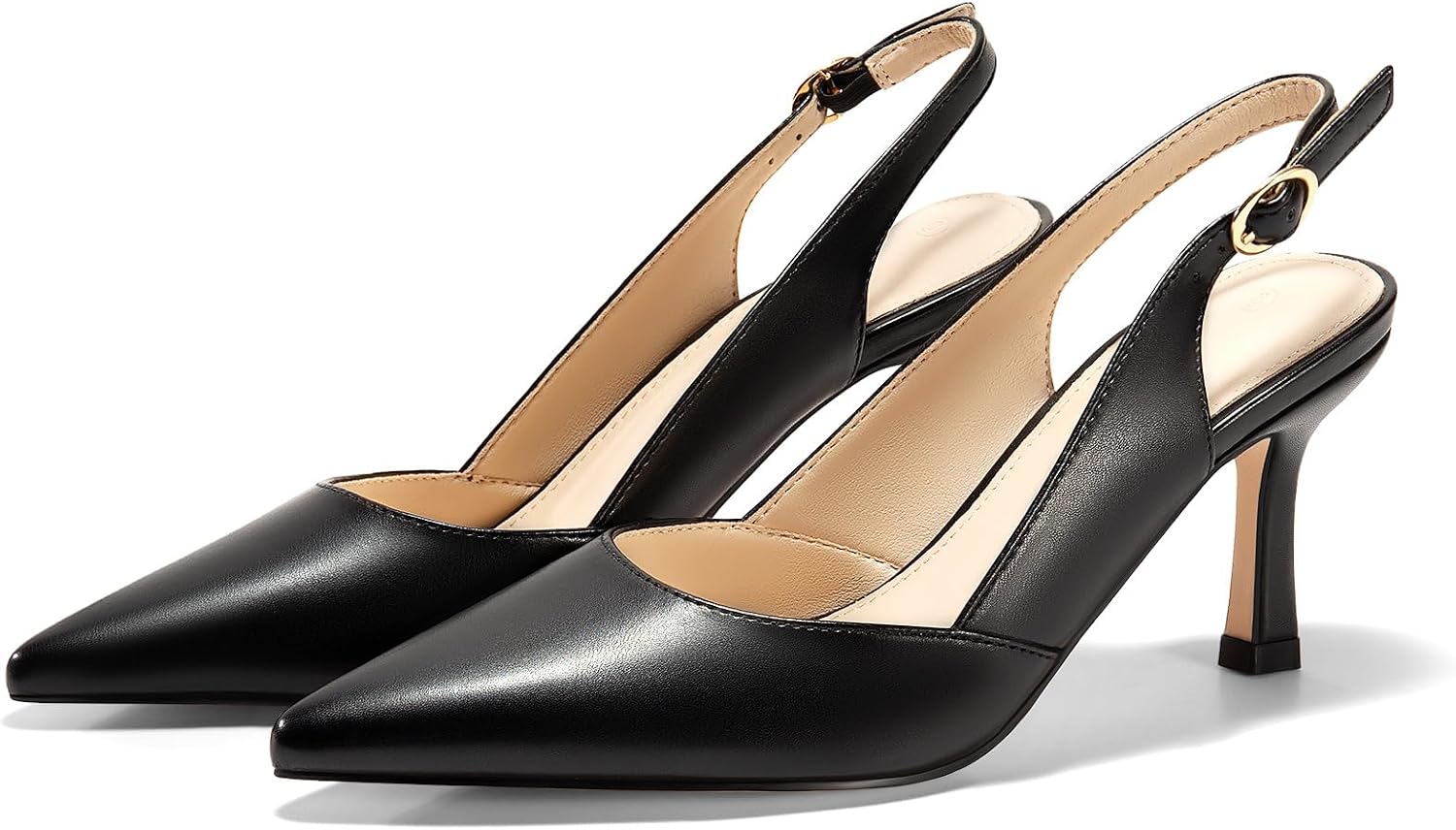  Women's Slingback Kitten Heels Closed Pointed Toe Backless Wedding Party Dress Pumps Shoes thumbnail