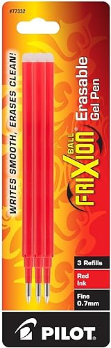 Miniatura 2 de PILOT FriXion - Recambios de tinta de gel para bolígrafos borrables, punta fina, tinta roja, paquete de 3 (77332)