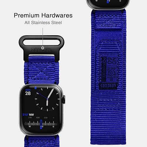 Vista 10 de Nereides Correa deportiva de nailon resistente con diseño de bucle tejido compatible con correa de Apple Watch, para iWatch de 1.65, 1.73, 1.77