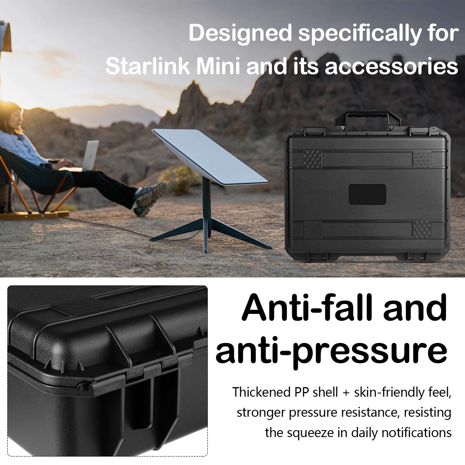 Borsa Portatile per Starlink, Custodia Rigida Impermeabile da Viaggio Custodia da Viaggio Guscio Rigido in Schiuma Ammortizzante Interno Case per Supporto Adattatore Tubo Cavo di Alimentazione