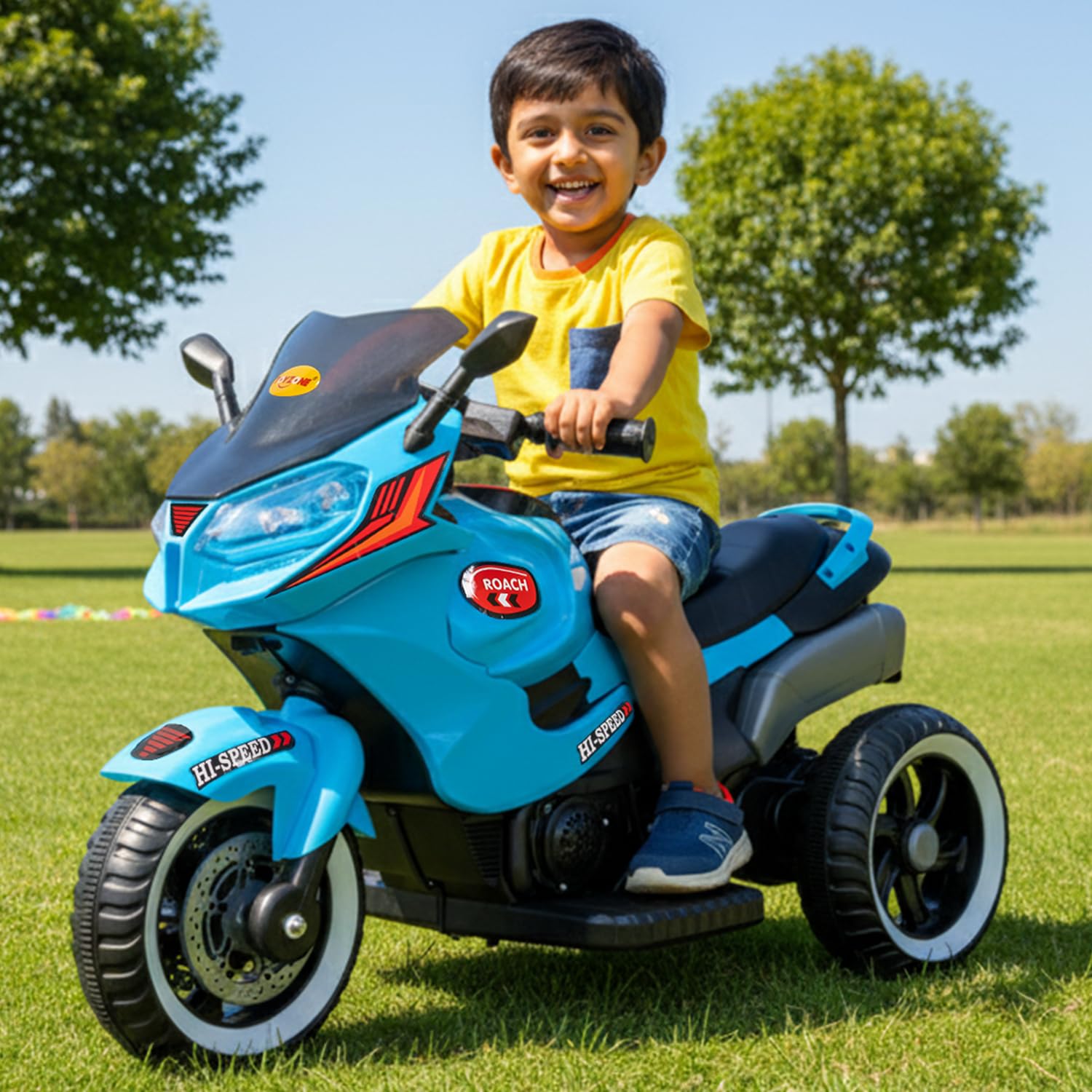 Toyzone Roach EV MBike_Blue | Rechargeable Bike 6V | Powered by 6.5 AH Battery | Music Player with Bluetoooth & USB | 6 Month Battery Warranty | Make in India | for Kids 2+ Years-image-1