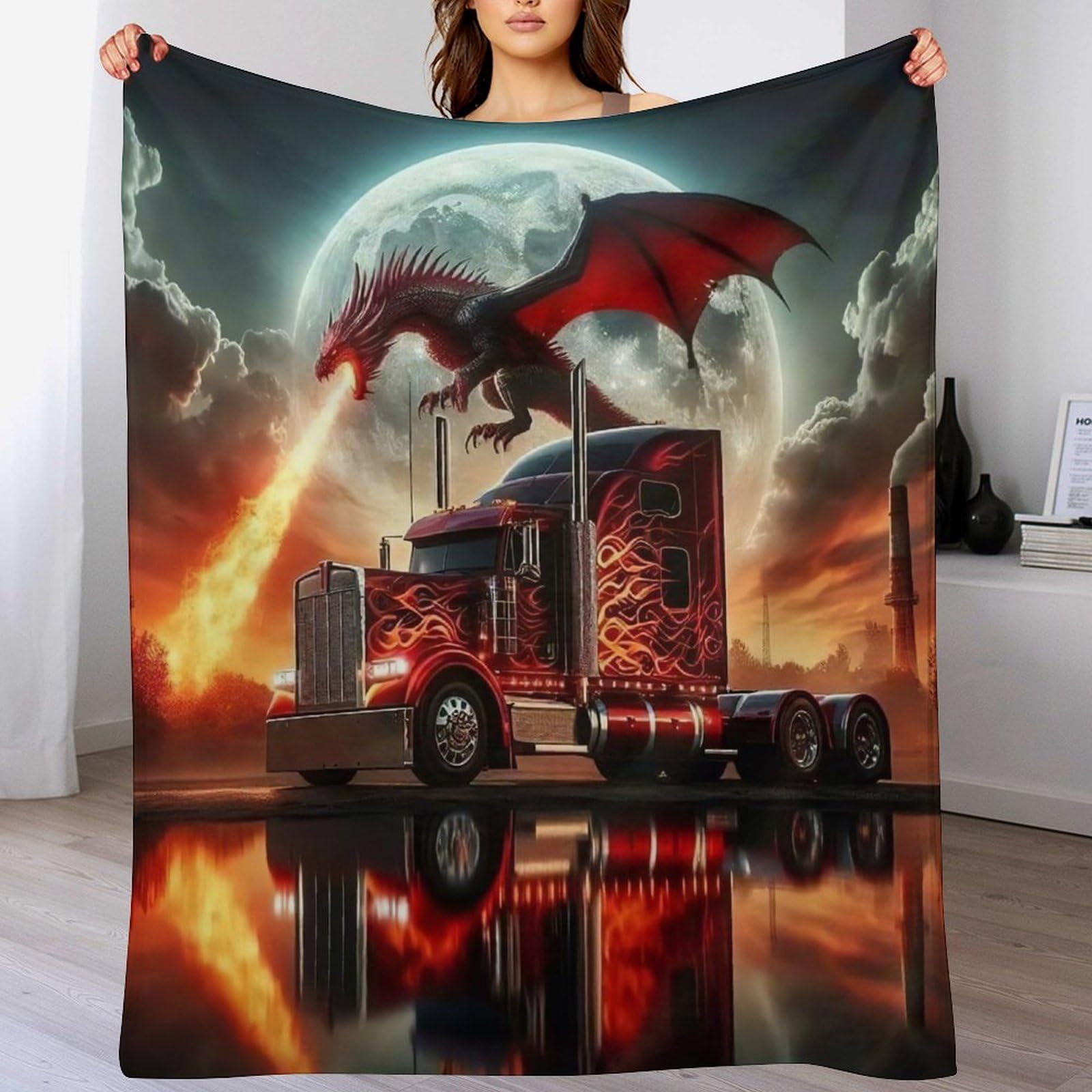 Couverture polaire camion flannel contre le froid sur canapé et lit