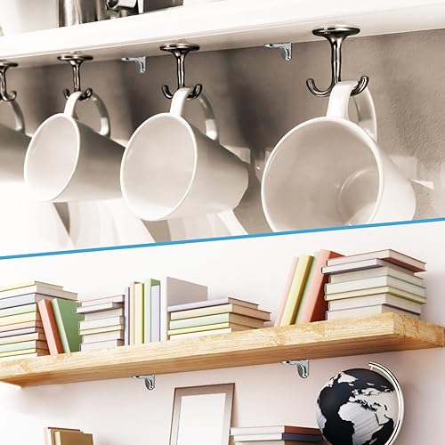 Miniatura 7 de TEHAUX 40 clavijas de estante en forma de L, soportes de estante de gabinete chapados en níquel para cocina y muebles, clavijas de soporte con