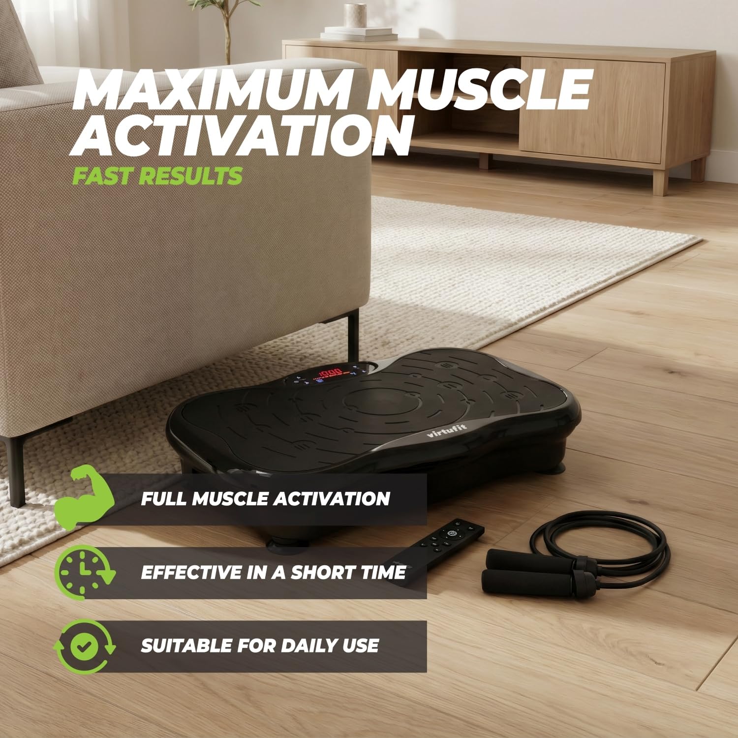 VirtuFit Piastra vibrante fitness – Fitness Powerplate – 10 programmi di allenamento – 99 velocità – Attrezzo per allenamento di resistenza