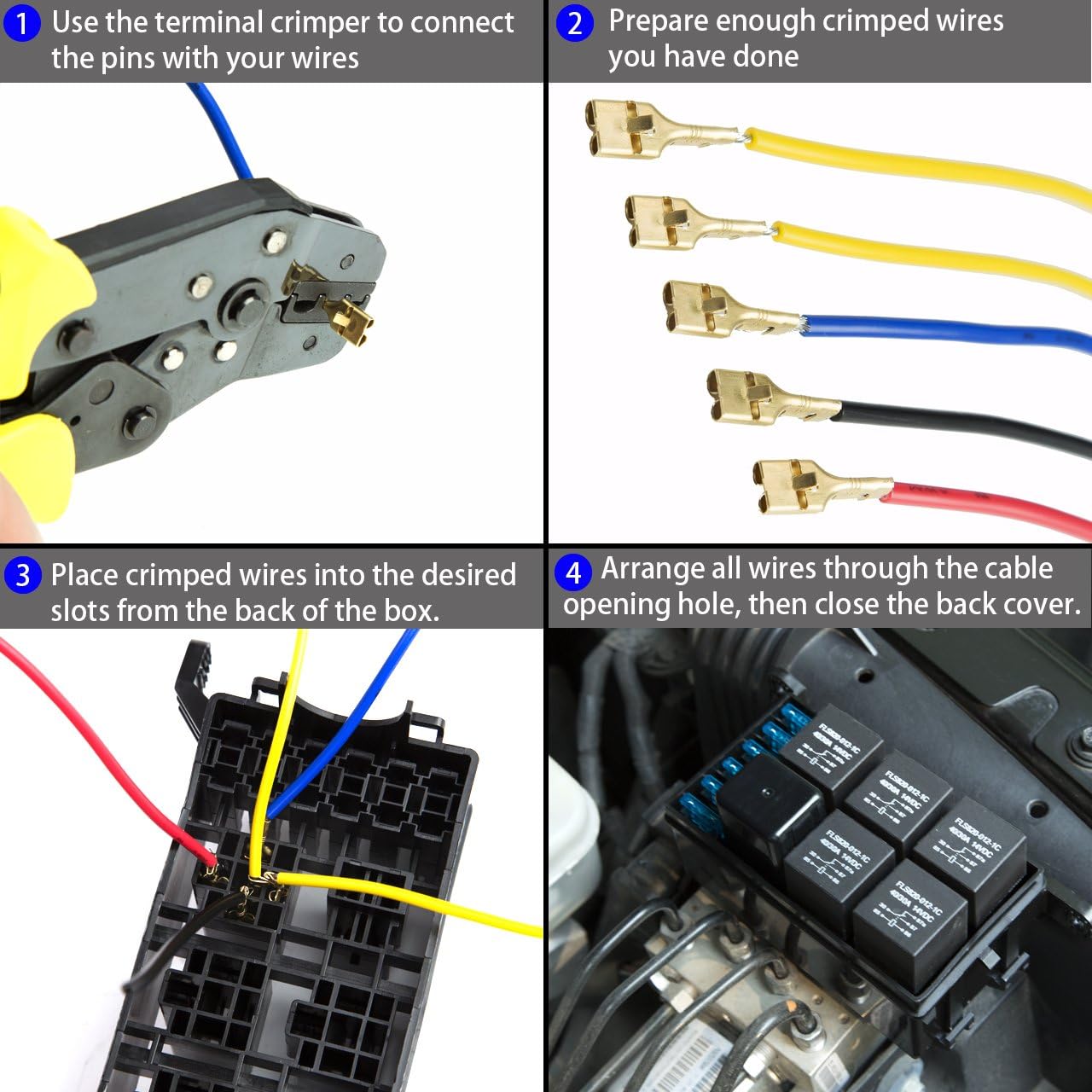 12V Auto Waterproof Fuse Relay Box Block 6 Bosch Style Relay Holder 6