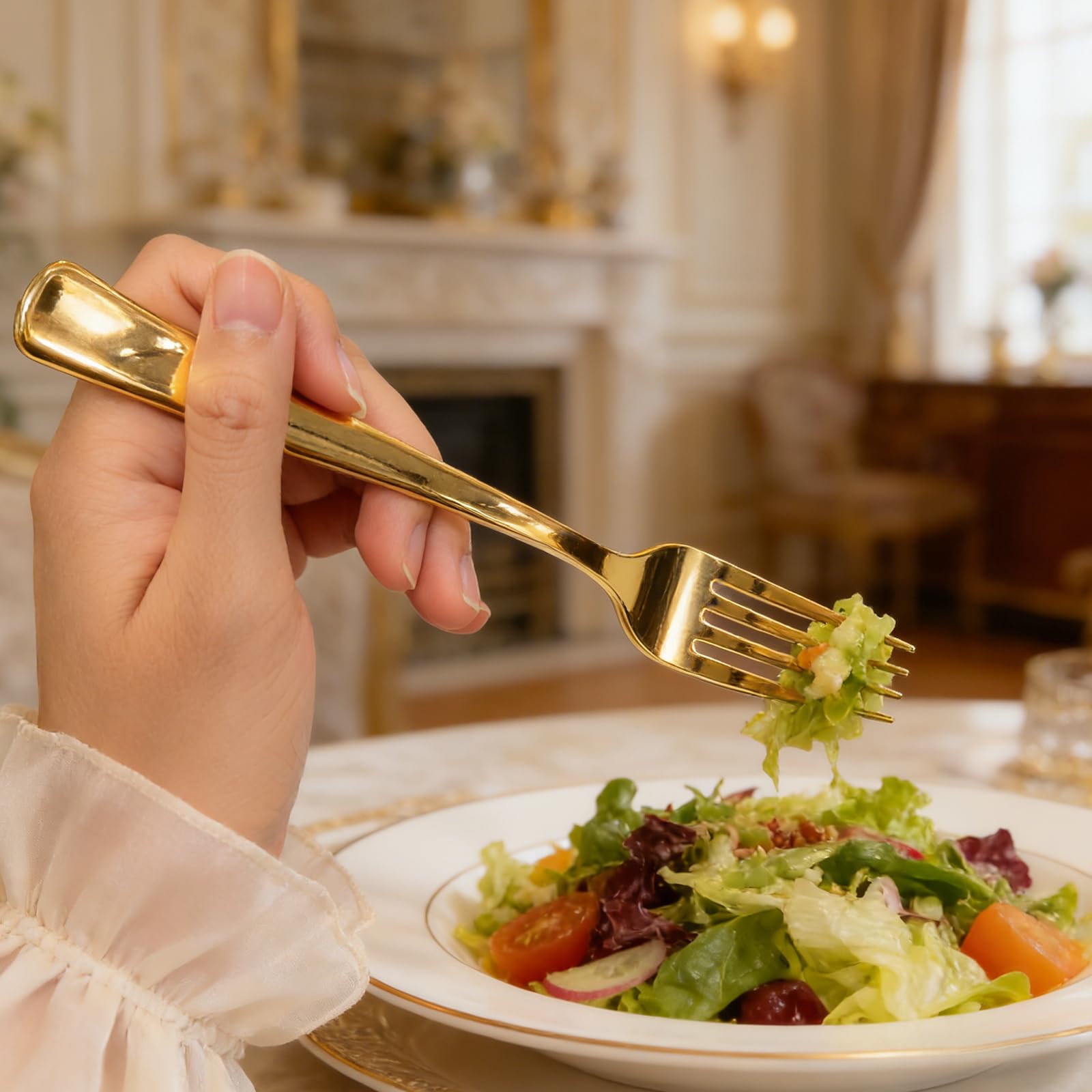 180 Count Gold Plastic Forks Heavy Duty, Disposable Plastic Silverware — Amazon image 9
