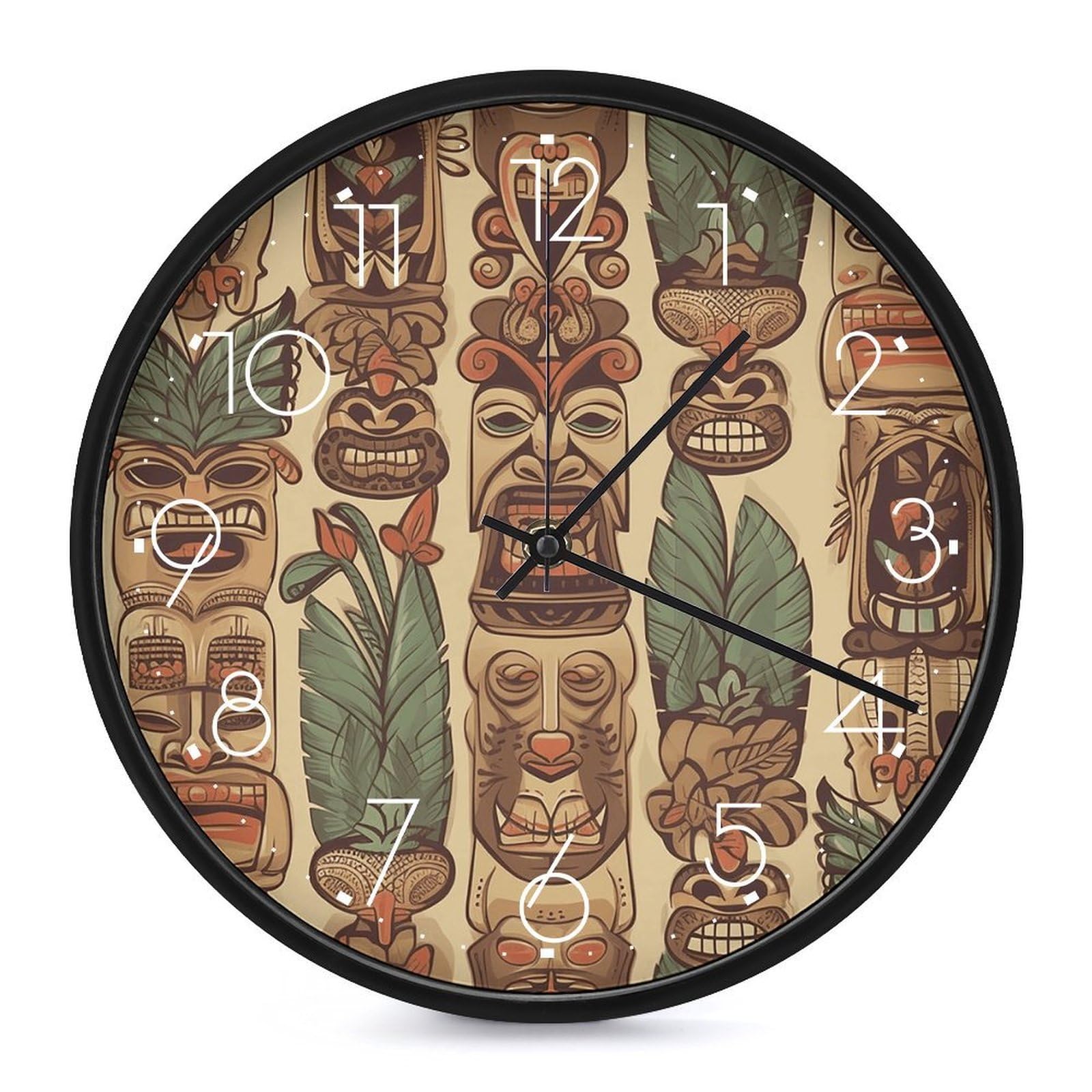 Horloge murale vintage anti-bruit avec mécanisme silencieux Aloha Tiki