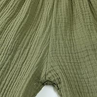 Vista 9 de GFQLONG Pantalones harén de algodón y lino de color liso para niño y niña, para verano, otoño