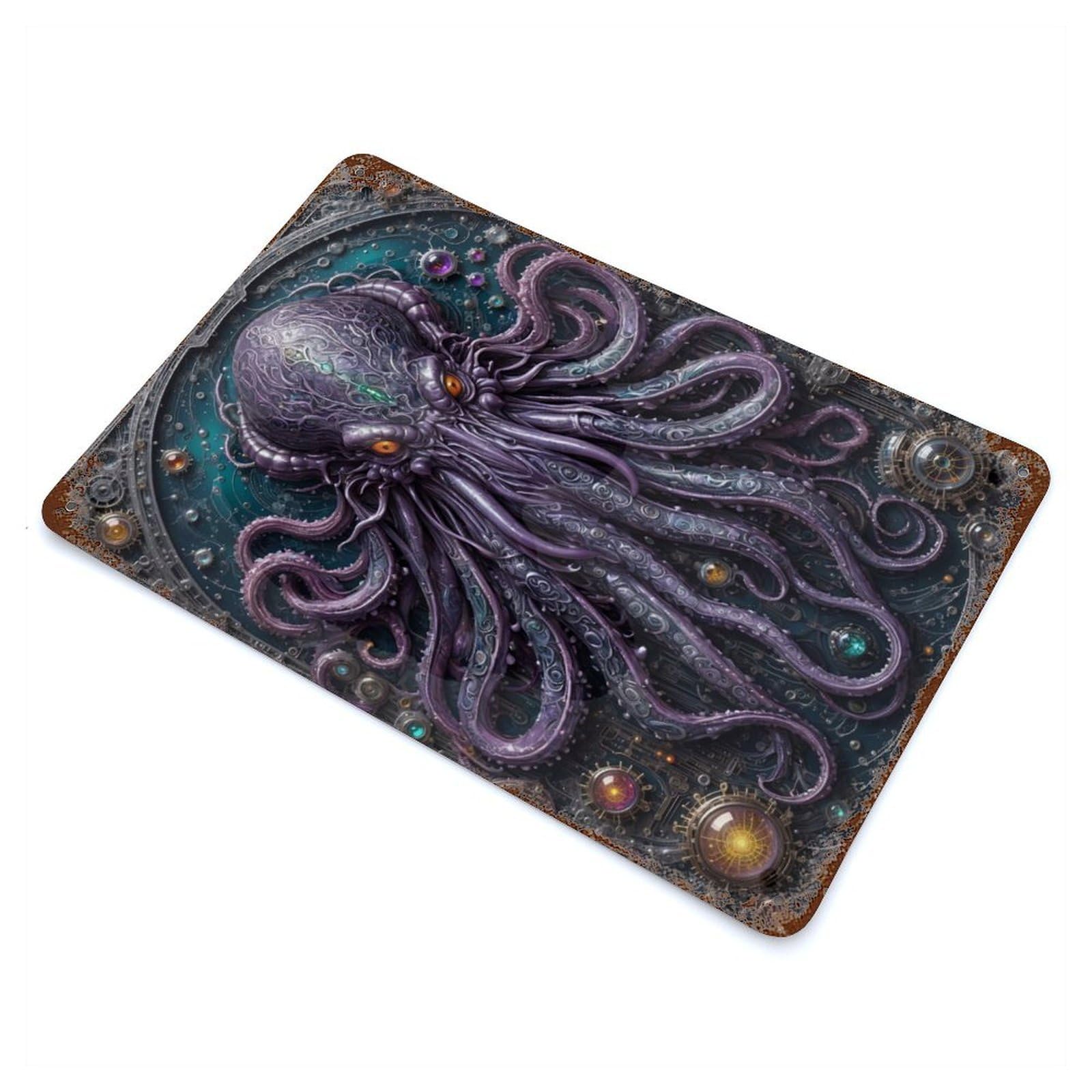 God Legend Cthulhu Aged Metal Wall Plaque 11.8"x7.9", Ideal for Garage, Bar And Workshop Decor