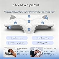 Vista 3 de Almohada cervical ergonómica para soporte del cuello, almohada de espuma viscoelástica para dormir de lado, espalda y estómago, diseño ortopédico