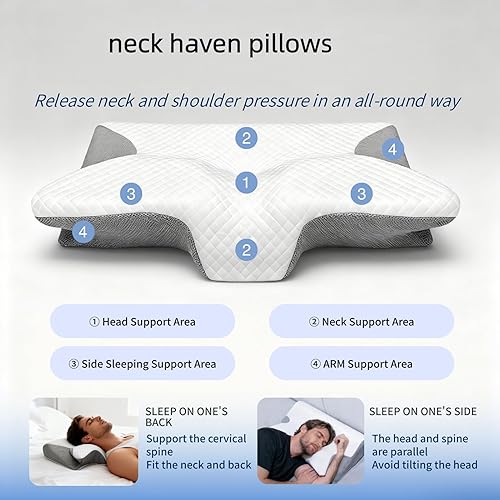 Miniatura 3 de Almohada cervical mejorada 2025, almohada neckhaven serie hospitality, almohada cervical ergonómica con funda de enfriamiento, diseñada para aliviar